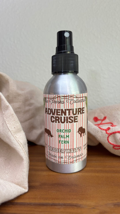 Room spray bottle labeled Adventure Cruise by Trader Walt’s, featuring tropical orchid, palm, and fern scent notes.

Adventure Cruise room spray with botanical jungle-inspired design and tropical fragrance.

Trader Walt’s room spray in the Adventure Cruise scent, with orchid, palm, and fern aroma.