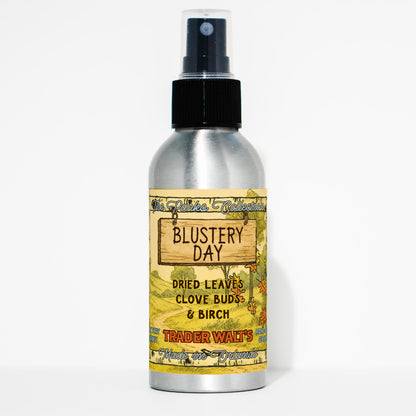 Trader Walt’s ‘Blustery Day’ room spray inspired by the Winnie the Pooh storybook world, with autumn scents of dried leaves, clove buds, and birch. The Parks Collection label features a cozy, storybook-style forest design.