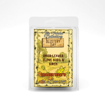 Trader Walt’s ‘Blustery Day’ wax melts inspired by the Winnie the Pooh storybook world, with autumn scents of dried leaves, clove buds, and birch. The Parks Collection label features a cozy, storybook-style forest design.