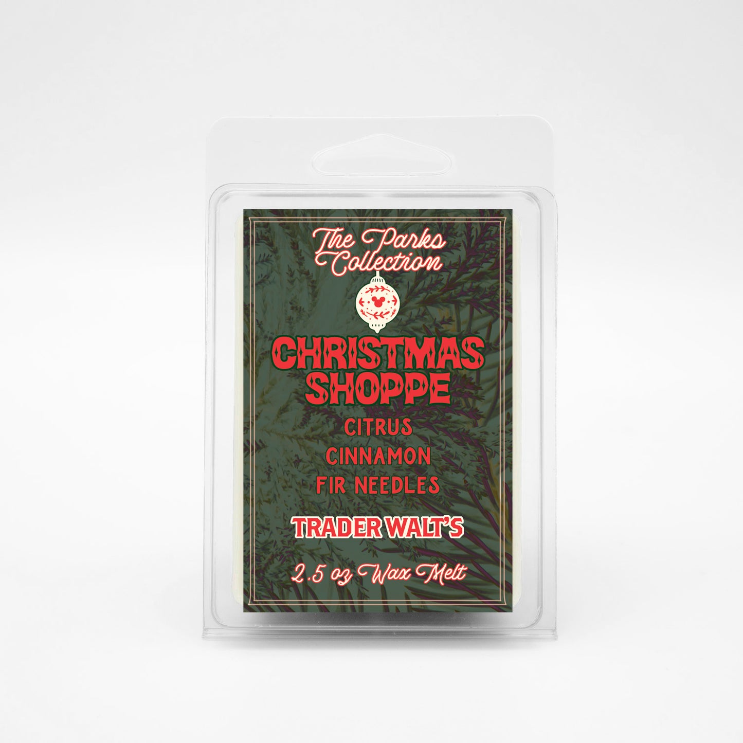 A Disney-inspired holiday wax melt filled with bright citrus, warm cinnamon, and fresh pine. Cozy, festive, and perfect for creating Main Street Christmas vibes at home.