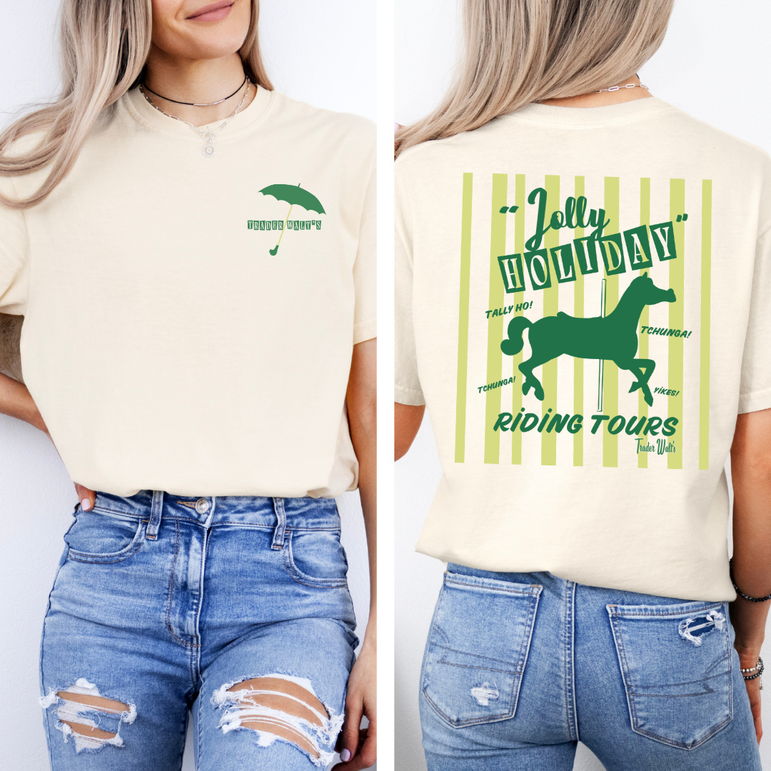 Jolly Holiday Riding Tours T-Shirt – Vintage Carousel-Inspired Graphic Tee | Trader Walt’s